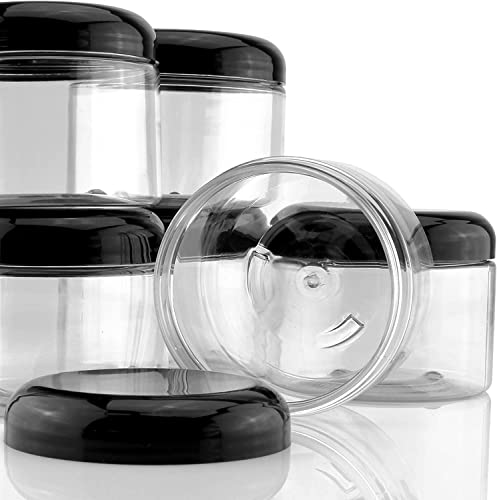 Cornucopia Brands 16Oz Clear Plastic Jars W/Domed Lids (6 Pack); Bpa Free Pet Stackable Straight Sided Canisters For Bathroom & Kitchen Storage #TOP5