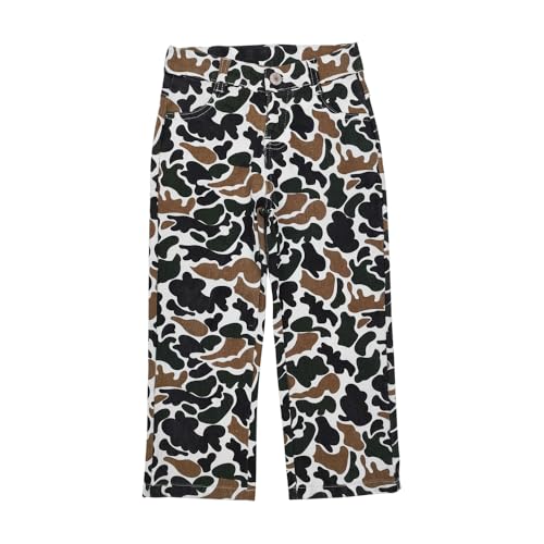 P0594 Todder Western camo Buttons Zipper Straight Kids Jeans Pants