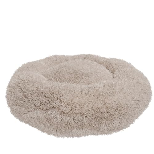 BENNO® Hundebett BALU Donutform, 50x50x16 cm, weiches Kuschelbett mit Polypropylen-Füllung, beige, waschbar, Rutschfester Boden, inkl. Kauknochen, Schlafplatz für Hunde