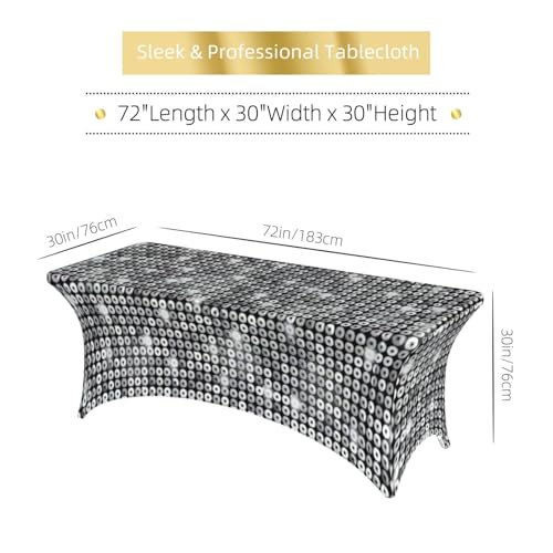 Nappe de table à paillettes argentées extensible pour grand buffet rectangulaire ou ovale - 5