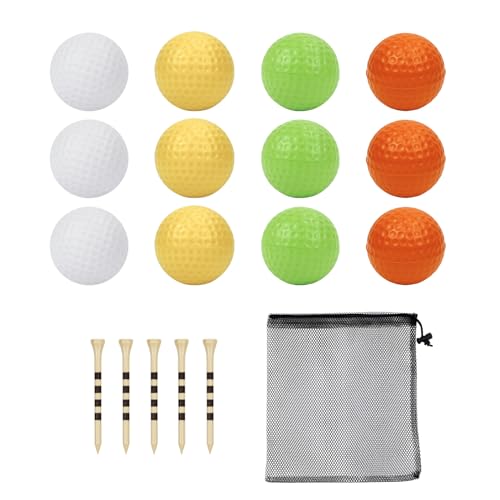Bac-kitchen 12 Pack Foam Golf Practice Balls - Realistic Feel and Limited Flight Training Balls for Indoor or Outdoor (12 Multicolor)