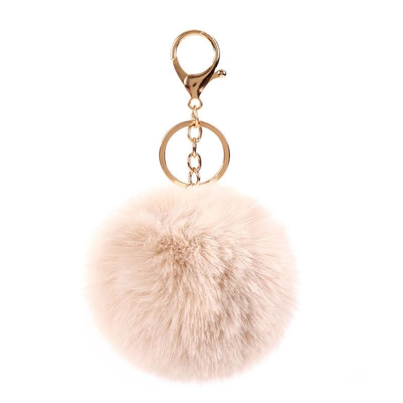 Yecomsy Pom Pom Keychains Colorful Faux Rabbit Fur Ball Keychain Cute Pom Pom Keychain Accessories Car Bag Charm