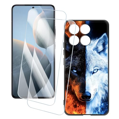 OAGELIM 2�Z�b�g �X�N���[���v���e�N�^�[ + �P�[�X Xiaomi Poco F6 Pro 5G (6.67 �C���`) �Ƃ̌݊������� �A�[�e�B�X�e�B�b�N�J�X�^���v�����g�J�o�[�Ƌ����K���X�t�B���� �X�N���b�`�h�~ (�T)