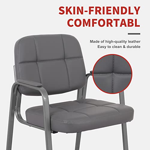 Image of CLATINA Classic Reception Chair with Padded Armrests and Sled Base, Ergonomic Guest Chair for Office Conference Waiting Meeting Room, Grey (2 Pack)