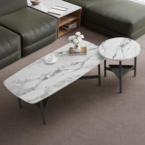 Image of Wakefit Center Table | 1 Yr Warranty | Coffee Table for Living Room Wooden, Tea Table for Living Room Wooden, Sofa Table, Free Installation from Brand, Modern Multi-Functional & Wobble-Free(Malbr)
