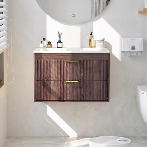 Anunweldo 24 Inch Bathroom Vanity with Sink, Floating Bathroom Vanity, Wall Mounted Cabinet for Bathrooms (Without Faucet) — view 6