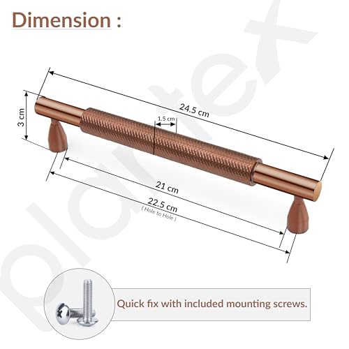 Image of Plantex Cabinet Handle /224mm Handle for Cabinet /Furniture /Door Pull-Push Handle for Home /Office - Pack of 1 (Rose Gold)