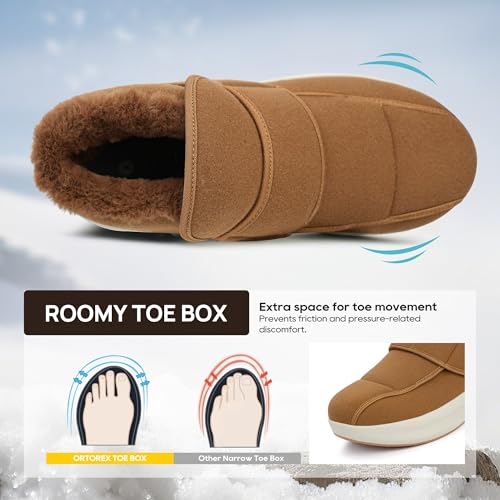 Men Diabetic Shoes Warm Winter Walking Booties Snow Boots for Swollen Feet3