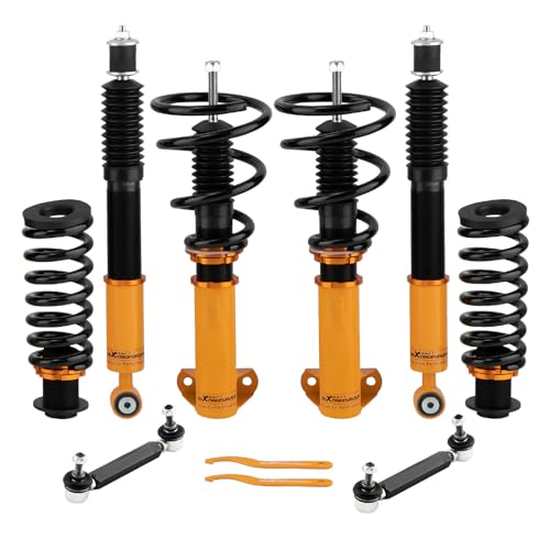 maXpeedingrods Coilovers for Benz C-Class W203 2000-2007, S203 2001-2007, CLK C209/W209/A209 2002-2010, Height Adjustable Coil overs Suspension Kit, Preset Damping Lowering Kit Gold