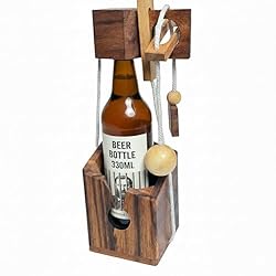 Crafty Artisan Wooden Beer Bottle Puzzle – Brain Teaser Bottle Lock for 0.33L Beer Bottles – Fun Gift for Beer Lovers, Party Game & Unique Puzzle Challenge
