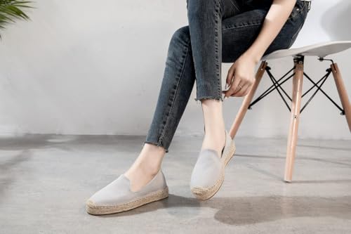 Image of Women's Classic Slip on Flat Shoes Casual Cap-Toe Platform Simple Espadrille Canvas Loafers