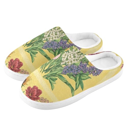 JUNZAN Autumn Hyacinths Sunflower Yellow Mens Cotton Slipper Soft Memory Foam Foam Slippers for Outdoor Birthday Presents 6-74