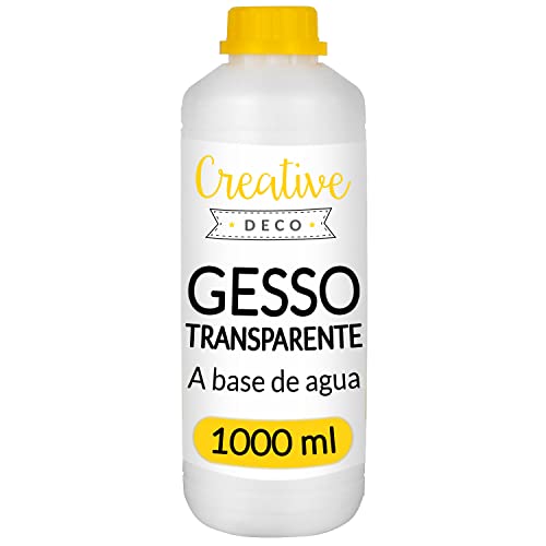 Creative DECO Profissional Gesso Transparente | 1L | Preparação de Tinta Acrílica | Primer | Imprimação Cobertura Ideal para Preparar Cada Superfície para Decoupage | Artesanato e Manualidades