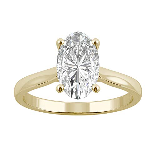 Charles & Colvard 14K Yellow Gold Moissanite 10x6mm Elongated Oval Engagement Ring, 2.30ct DEW