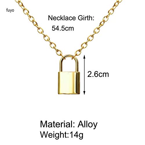 Lock Pendant Necklace for Women Silver Tone Stainless Steel