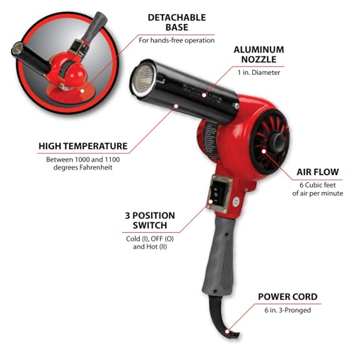 Image of Performance Tool W50078 Professional Heavy Duty Heat Gun, 1100-Degree Fahrenheit, 1600-watt Heavy Duty Heat Gun