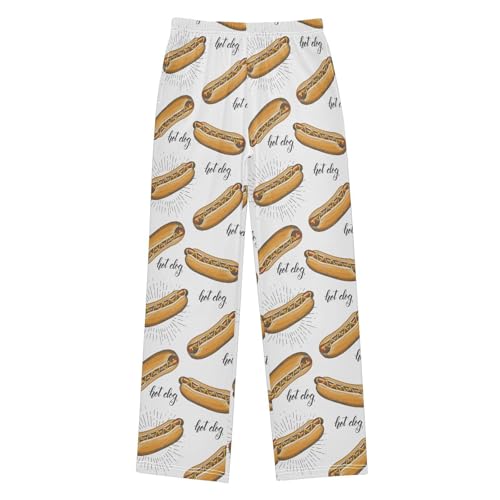 Hand Drawn Hot Dog Lettering Boys Pants for Kids Jogger Pants with Pockets S-XL