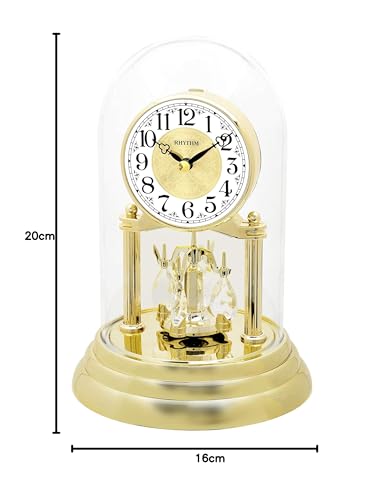 RHYTHM Gold Anniversary Silent Clock with Rotating Pendulum and Easy Read Dial