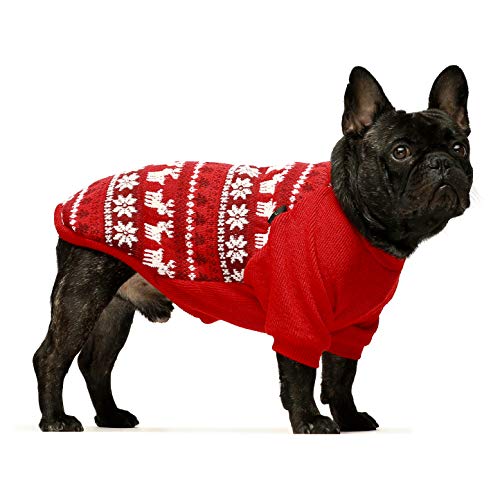 Fitwarm Dog Christmas Sweater Puppy Knitwear Snowflake Pet Winter Clothes Doggie Outifts Pullovers Red Large