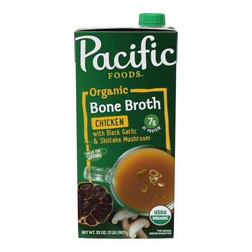 Pacific Foods Organic Black Garlic &amp; Shiitake Chicken Bone Broth, 32 OZ