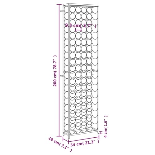 Soporte para 95 botellas 54x18x200 cm hierro forjado negro miniatura 6