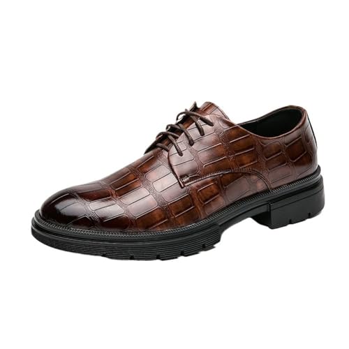 Mens Lace up Large Size Dress Shoes Thick Heel Elevator Business Casual Oxford Leather Loafers British Style