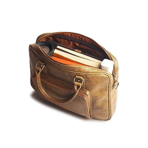 Image of Gauge Machine Professional Vegan Leather Messenger Briefcase Bag for Office |Fits upto 14 /15 / 16 inch Laptop |Separate Padded Laptop Compartment |Water Resistant |Men & Women |16L