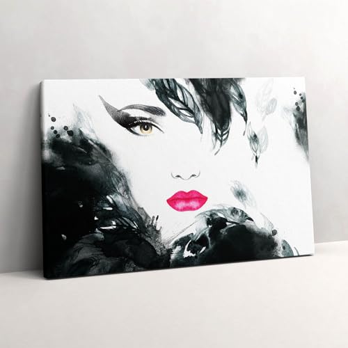 Portrait de femme aux lèvres rouges : Toile murale inspirante Wallfluent