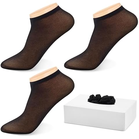 Mepase 200 Pieces 100 Pairs Disposable Nylon Socks Foot Socks Bulk Ankle Slip on Stocking for Women Guest Men Unisex(Black) Cover