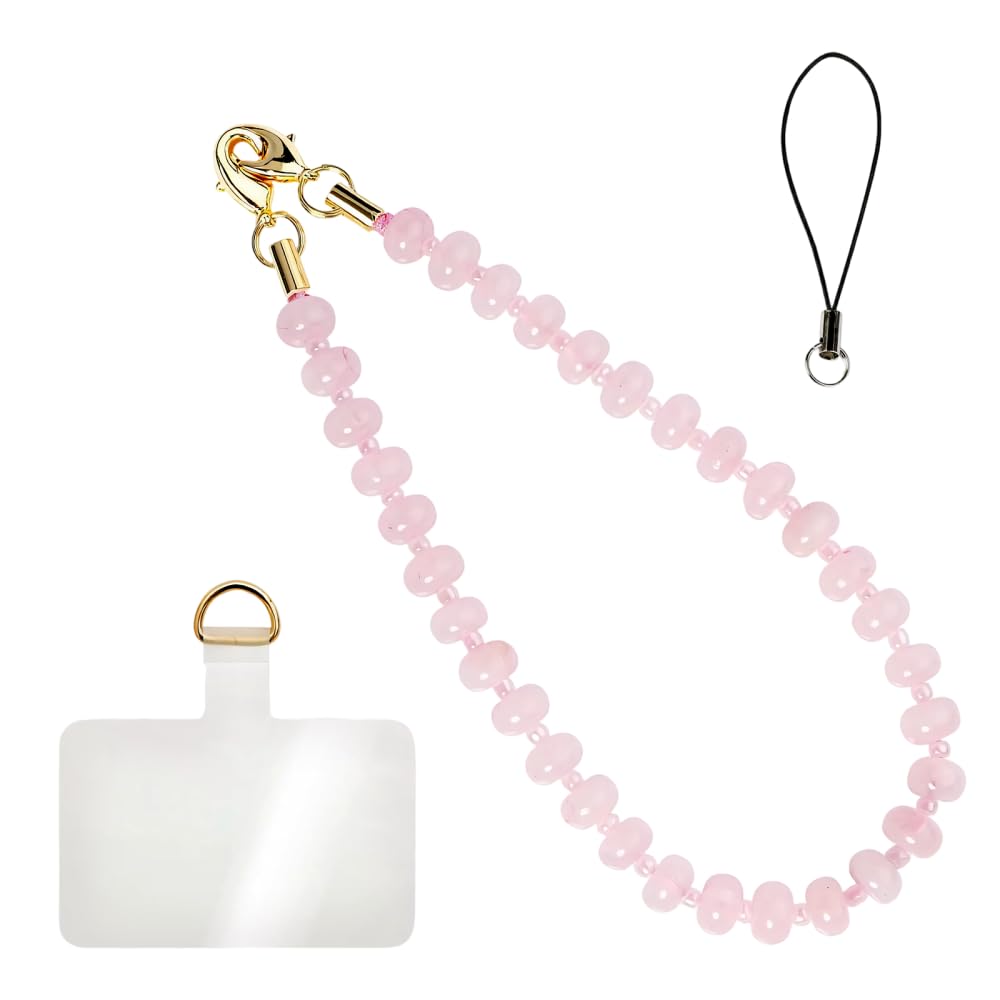 CARPJZ Phone Wrist Strap, Handmade Natural Stone Phone Charm Detachable Beaded Lanyard for Bags Phones