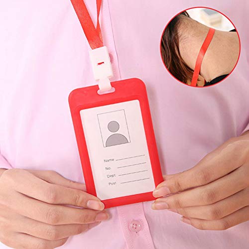 Porta-crachá com nome de cartão de identificação, alça de plástico transparente resistente para pend