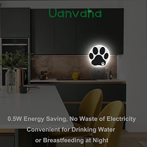 Image of Dog Paw Night Light Black White Animal Footprint Dog Cat Paw Night Lights Plug into Wall 0.5W LED Lighting Auto on /Off for Bedroom Bathroom Hallway Stairway Kitchen