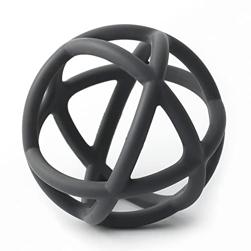 TOPGOMES Baby Teether Ball Toy, BPA Free Silicone Soft Ball Easy to Hold Teether for Babies Ages 6 Months+ (Dark Grey)