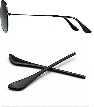 Sunglass Temple Tips,Replacement Ear Sock Glasses End Tips/Eye Tips Retainer,Eyeglasses Piece Tube Sleeve Anti-Slip for Aviator Sunglass Eye Glasses Frames/Thin Metal Eyewear Frame(Black)