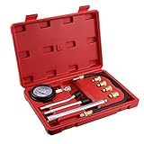 Kit completo: el kit de pruebas de cilindro incluye 8 adaptadores de conexión; kit de medidor de probador de motor 9 en 1 que incluye 1 medidor de hebilla de resorte; adaptador de latón de 4 piezas M10, M12, M14, M18, ampliamente utilizado; 1 conector de barra de extensión de metal, 1 varilla de aluminio de metal recta y 1 varilla doblada para pruebas directas y una manguera de goma de extensión (16 pulgadas) para pruebas de largo alcance.