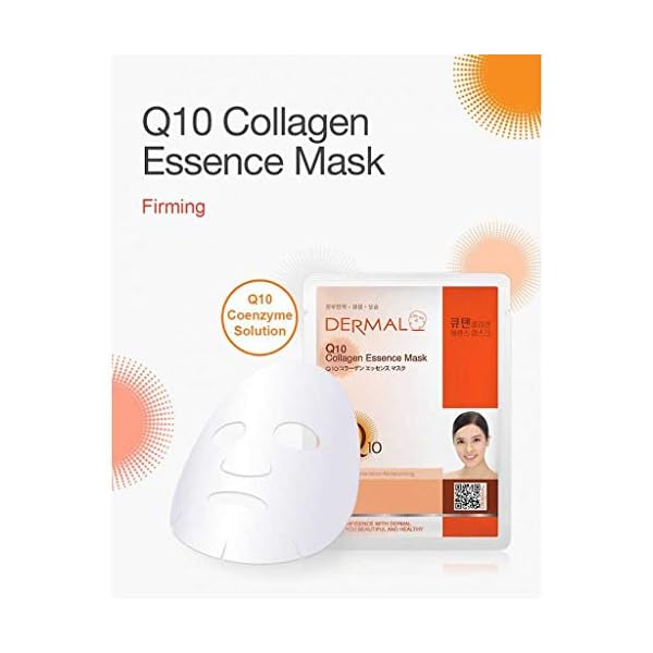 DERMAL-Q10-Collagen-Essence-Facial-Mask-Sheet-23g-Pack-of-10-Coenzyme-Q10-Anti-Wrinkle-and-Anti-Aging-Skin-Elasticity-Daily-Skin-Treatment-Solution-Sheet-Mask DERMAL Q10 Collagen Essence Facial Mask Sheet 23g Pack of 10 - Coenzyme Q10, Anti Wrinkle and Anti Aging, Skin Elasticity, Daily Skin Treatment Solution Sheet Mask