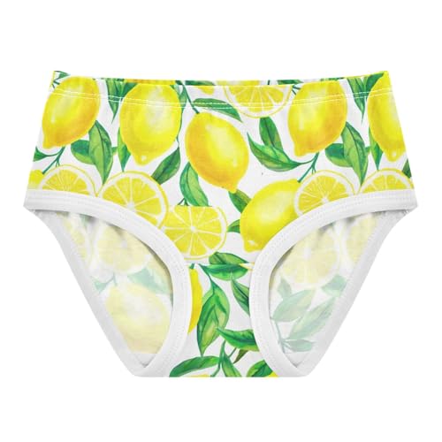 Joisal Cotton Girls Underwear Toddlers Watercolor Yellow Lemons Green Leaves Panties for Girl Cartoon Kids Undies Briefs 2t