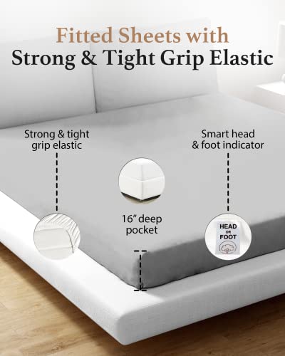 800 Thread Count Light Gray Queen Fitted Sheet Only Deep Pocket, Egyptian Cotton Queen Fitted Sheet Only, Soft Fitted Sheet,Luxury Egyptian Cotton Fitted Sheet, 16” Deep Pocket Queen Fitted Sheet Only #TOP3