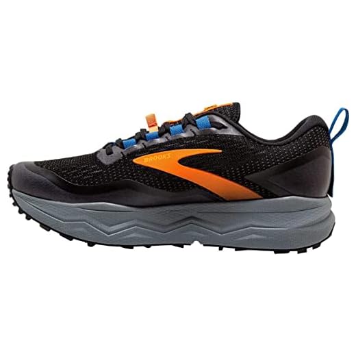 Brooks Men's Caldera 5 Trail Running Shoe - Black/Orange/Blue - 10.5