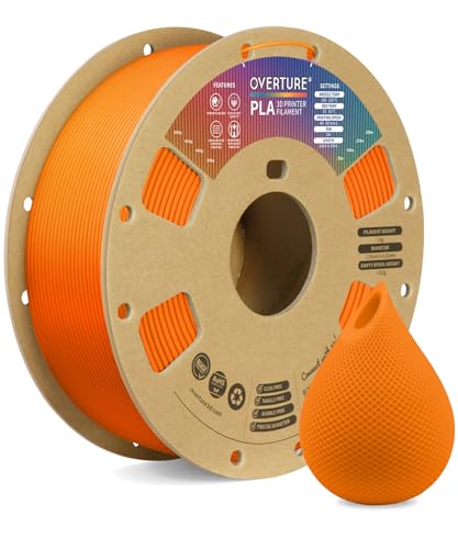 Image of OVERTURE PLA Filament 1.75mm, Neatly Wound 3D Printer Filament 1kg Spool (2.2lbs), Dimensional Accuracy + /- 0.02 mm, Fit Most FDM 3D Printers (Orange) (Pack of 10)