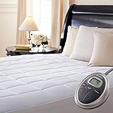 Sunbeam Selecttouch Premium Electric Heated Mattress Pad 100 Percent Quilted Cotton Top, 10 Heat Settings, Queen 60X 80