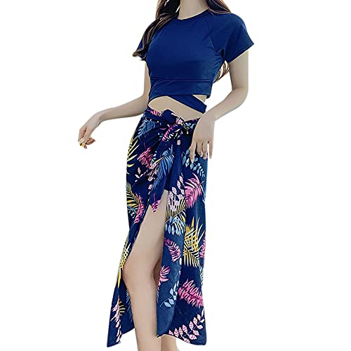 Yyyuluo Femmes Trois Pièces Maillots de Bain - Dames Bikini Ensemble Bain Costumes Plage Haut Sarong Wrap Maillots de Bain Bas Cover