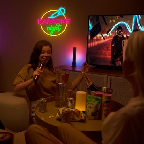 Image of Karaoke Night Neon Sign Dimmbale Karaoke Neon Light for Music Room Decor