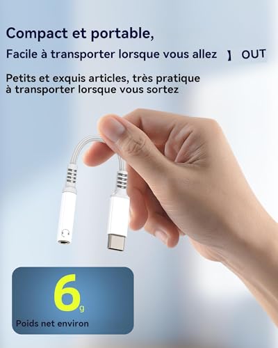 Convertisseur écouteurs Type-C vers jack 3.5mm compatible Samsung S24