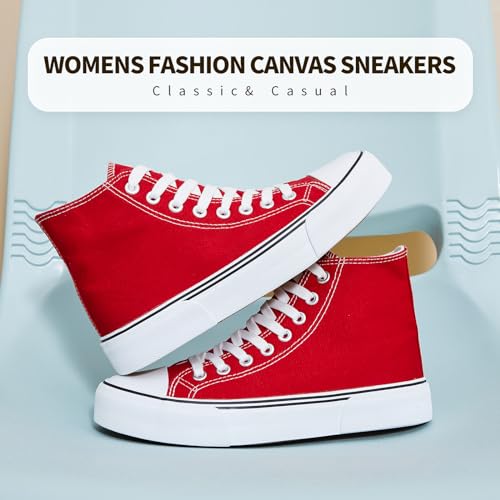 Image of hash bubbie High Top Sneakers for Women Classic High Tops Canvas Shoes Lace up Women's Fashion Sneaker