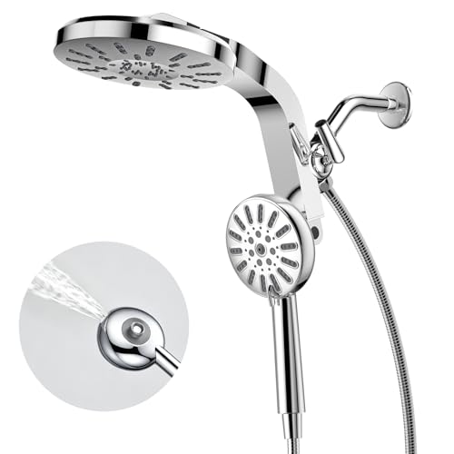Image of INAVAMZ High Pressure Rain Shower Head Combo with Magnetic Handheld Silver | Dual Shower System with Rainfall Showerhead and 8-Spray Handheld, Magnetic Dock, Adjustable Angle, Power Jet for Cleaning