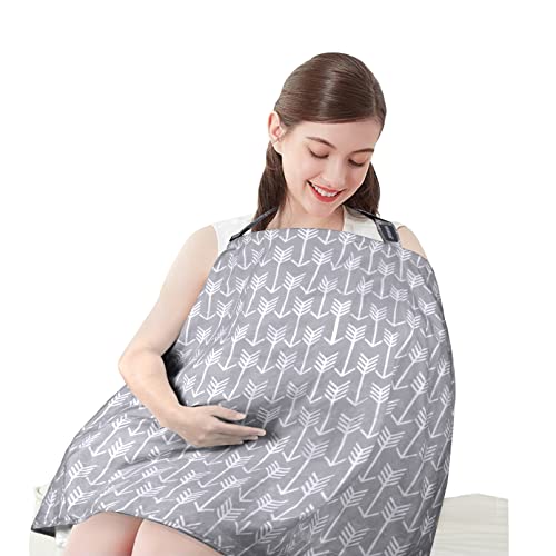 Image of Yoofoss Nursing Cover for Breastfeeding, Soft Breastfeeding Cover for Infants Babies Nursing Apron Cover with Warm Bamboo Fiber Liner for Mother Autumn Winter Breastfeeding (Arrow)