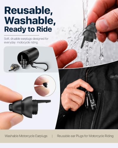Image of Motorcycle Ear Plugs for Wind Noise Reduction, 2 Filter Options Reusable Motorcycle Accessories, Soft Comfortable Hearing Protection Earplugs for Motorbike, Touring, Racing, Riding - 25dB Biker Gifts
