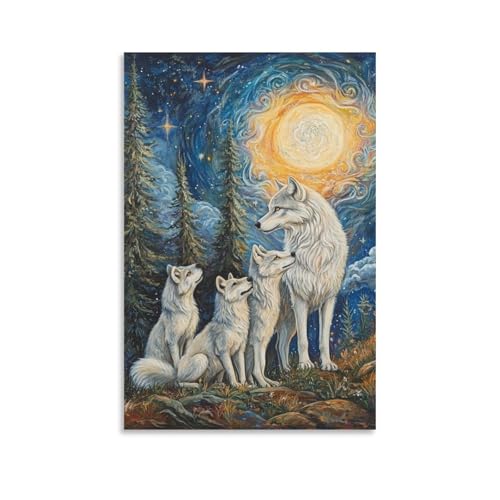 Peintures sur toile loup décoration maison haute définition 50x75cm