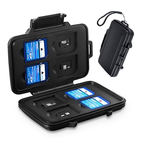 Yinnhom マイクロ SDカード 収納ケース SD*8枚＋microSD*8枚収納可能 メモリーカードケース ストラップ付き 防水 防塵 耐衝撃